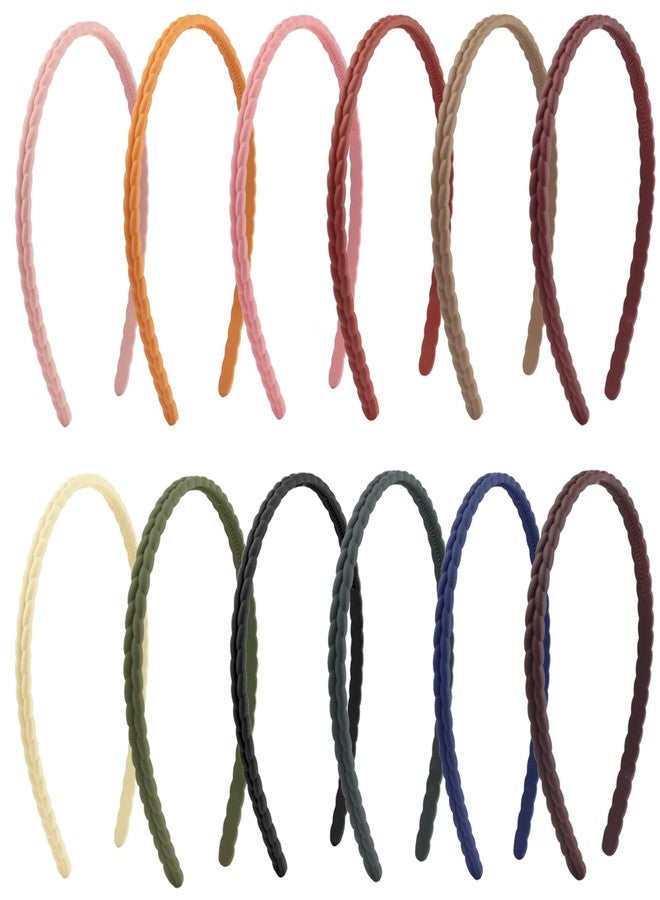 Ceemiaa 12 Pcs Thin Plastic Headbands with Teeth - Non-Slip Hair Bands for Women, Girls, and Teens in Assorted Colors - Image 1